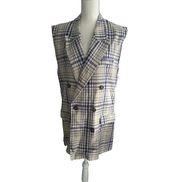 ISABEL MARANT Etoile Plaid Sleeveless Blazer Vest Size 40 / US 10 - Picture 2 of 11